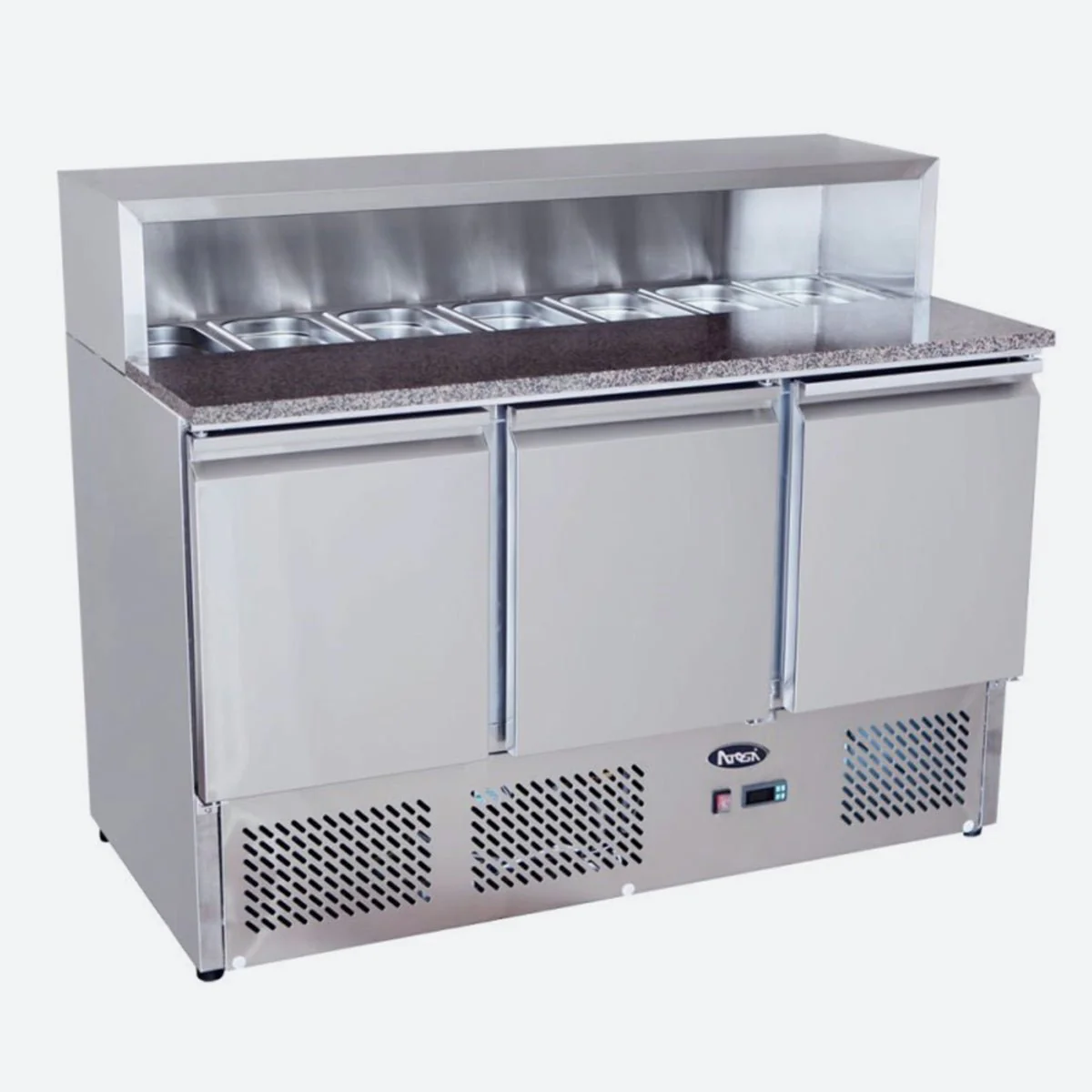 Saladeta pizza / Masa rece cu 3 usi, blat granit si spatiu pentru ingrediente,ESL3858GR/ NC84181020